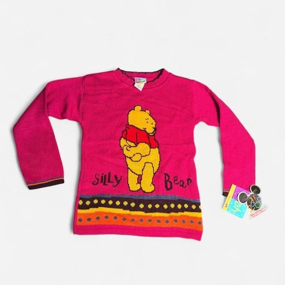Disney Pooh Millennium Celebration Sweater Kids M Pink Silly Bear VTG 2000 NWT